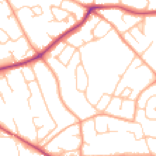 Daytime road noise heatmap for HR1 1TA