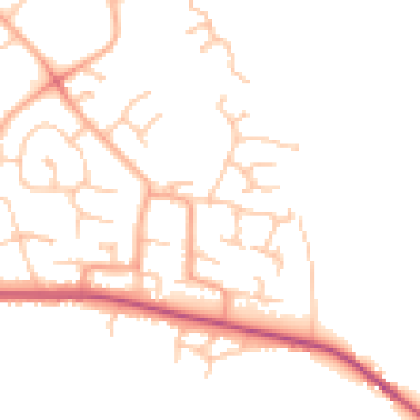Daytime road noise heatmap for HR1 1XS