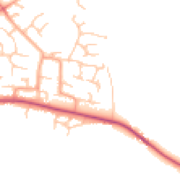 Daytime road noise heatmap for HR1 1YF