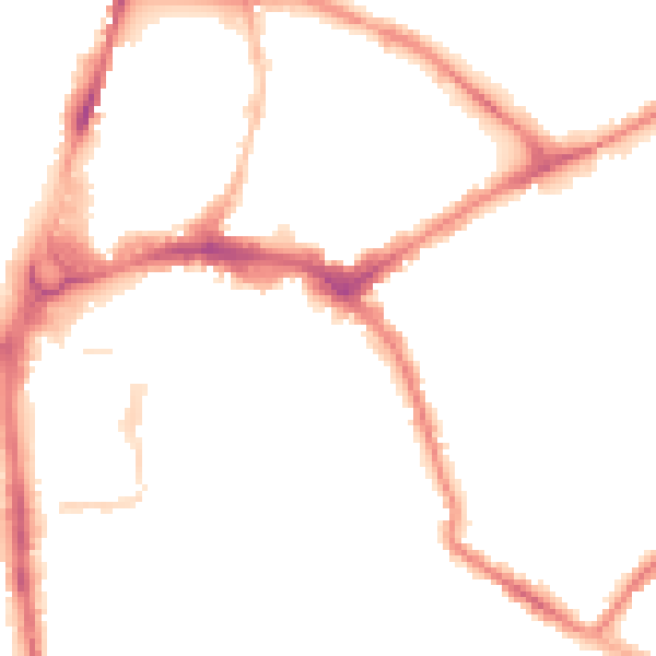 Night-time road noise heatmap for HR1 2BT