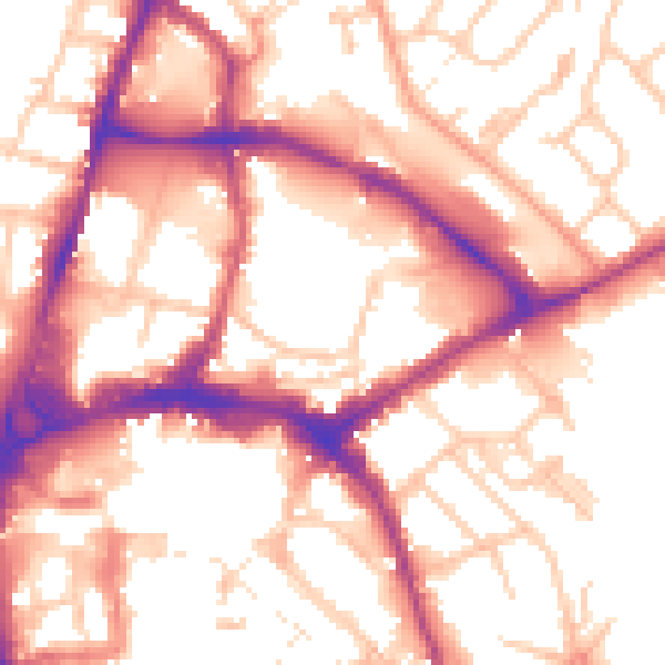 Daytime road noise heatmap for HR1 2DF