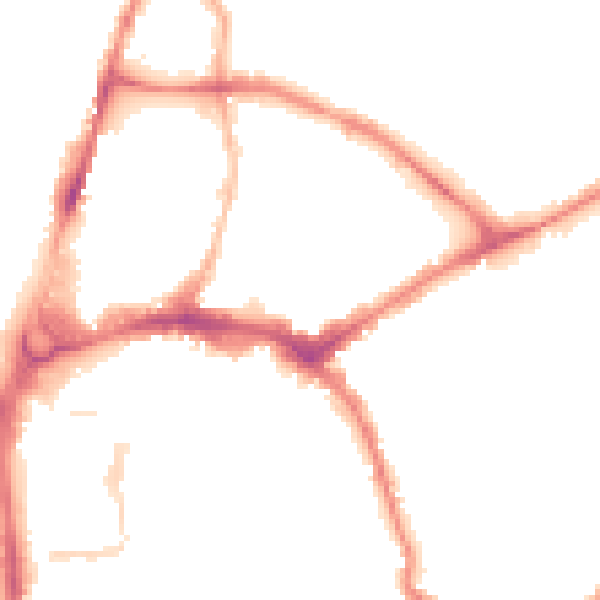 Night-time road noise heatmap for HR1 2DG