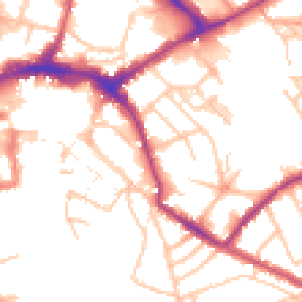 Daytime road noise heatmap for HR1 2HJ