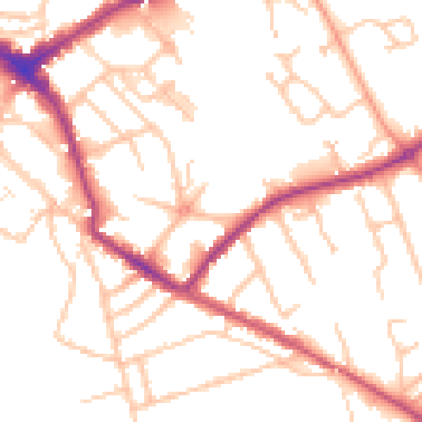 Daytime road noise heatmap for HR1 2JT