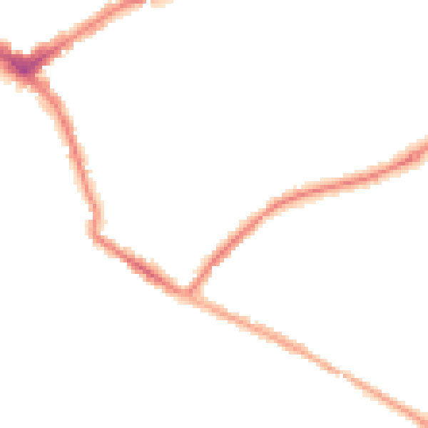 Night-time road noise heatmap for HR1 2JT