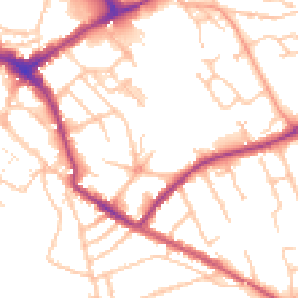 Daytime road noise heatmap for HR1 2JX