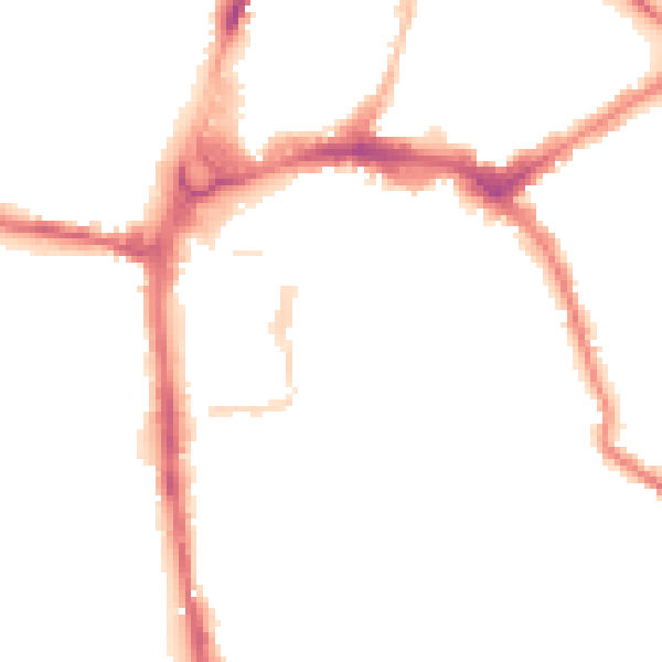 Night-time road noise heatmap for HR1 2LR