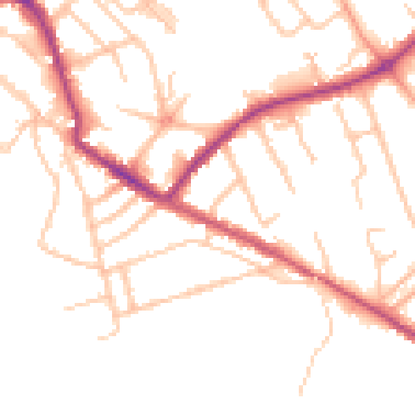 Daytime road noise heatmap for HR1 2RG