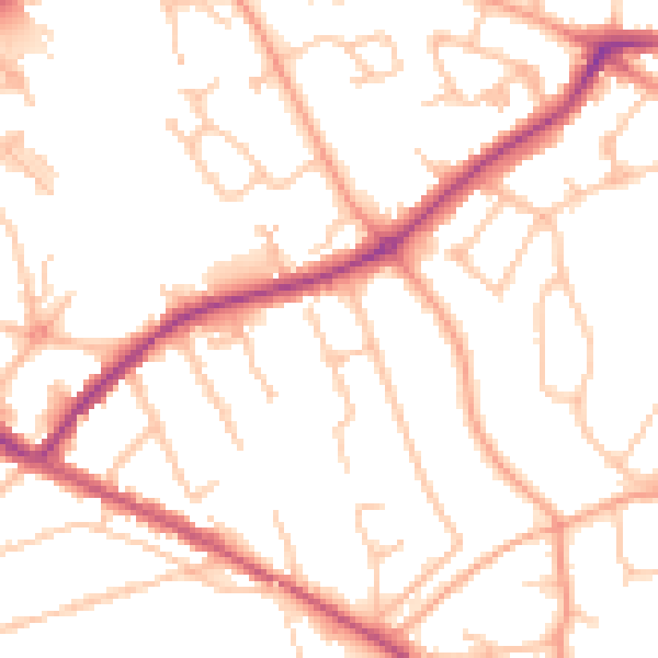 Daytime road noise heatmap for HR1 2RN