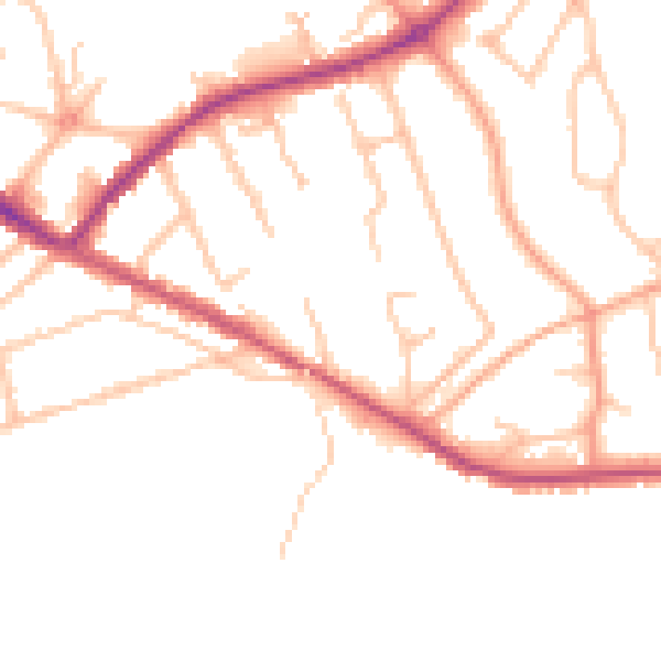 Daytime road noise heatmap for HR1 2RS