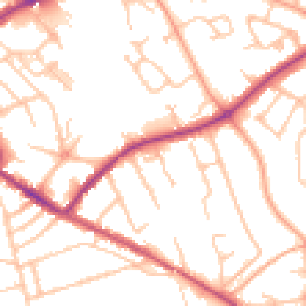 Daytime road noise heatmap for HR1 2SU