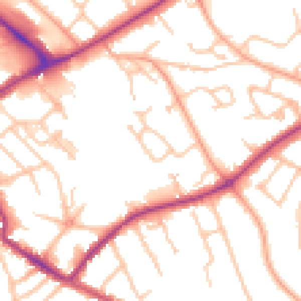 Daytime road noise heatmap for HR1 2TX