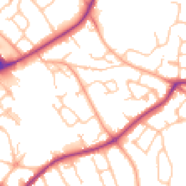 Daytime road noise heatmap for HR1 2UG