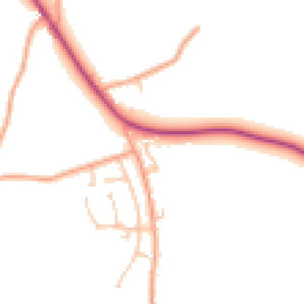 Daytime road noise heatmap for HR1 3JL