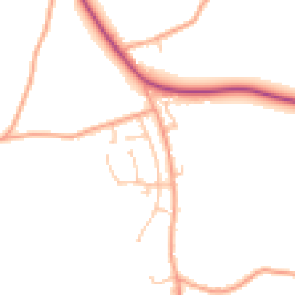 Daytime road noise heatmap for HR1 3LR