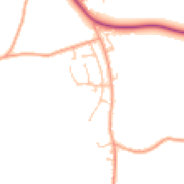 Daytime road noise heatmap for HR1 3LS