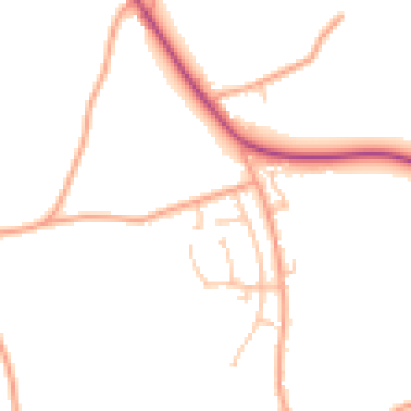 Daytime road noise heatmap for HR1 3LX