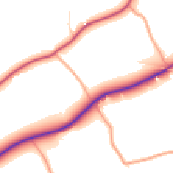 Daytime road noise heatmap for HR1 3NF