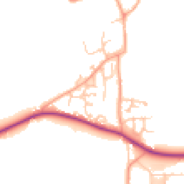 Daytime road noise heatmap for HR1 3RR