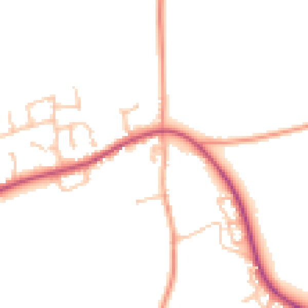 Daytime road noise heatmap for HR1 4AU