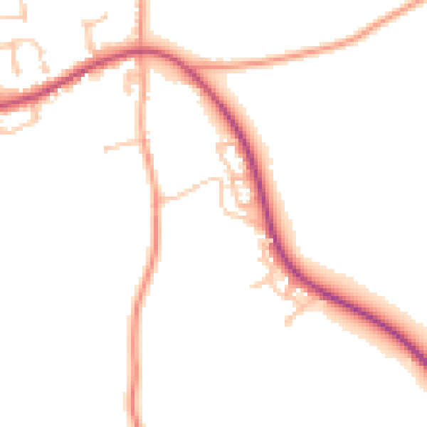 Daytime road noise heatmap for HR1 4DT