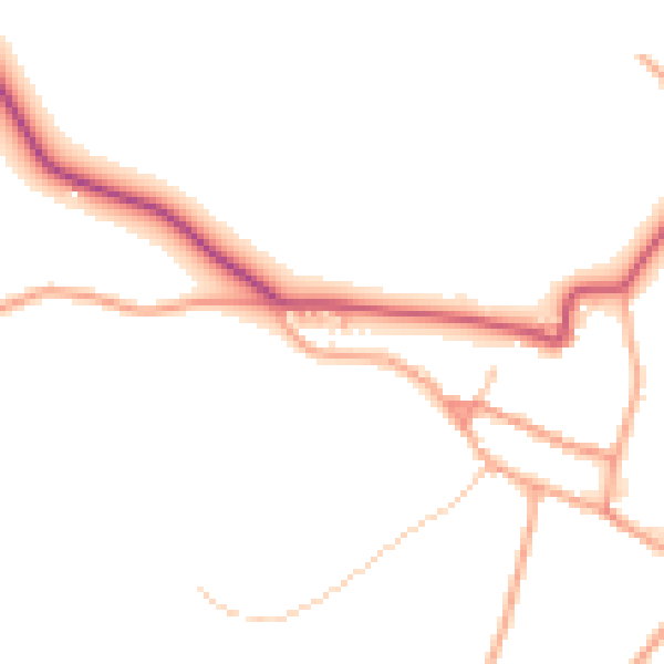 Daytime road noise heatmap for HR3 6AJ