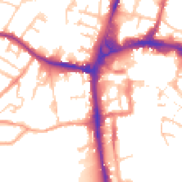 Daytime road noise heatmap for HR4 0AA
