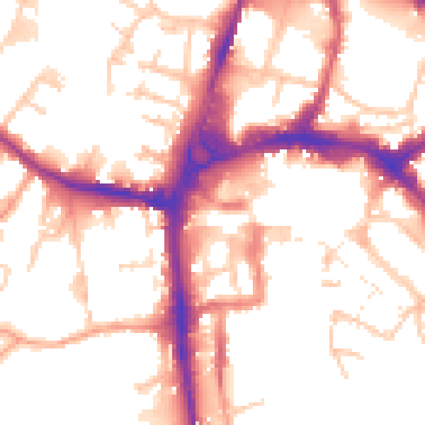 Daytime road noise heatmap for HR4 0AB
