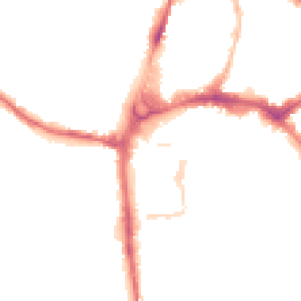 Night-time road noise heatmap for HR4 0AB