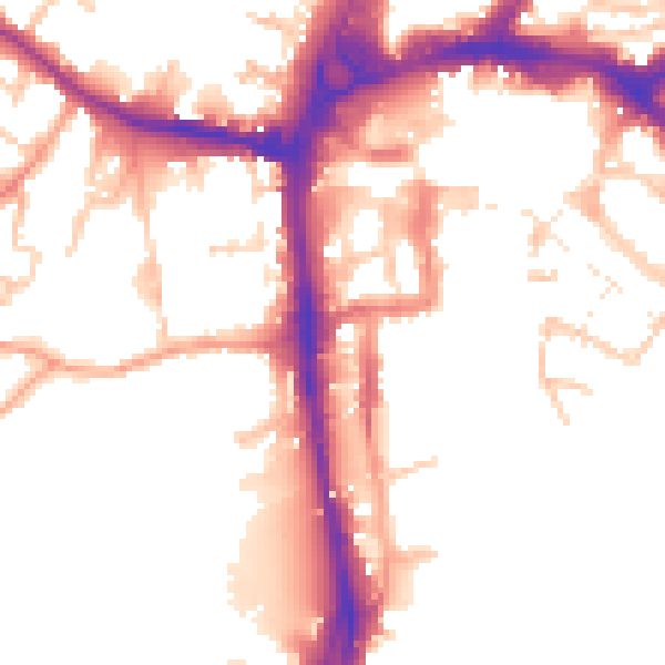 Daytime road noise heatmap for HR4 0AF