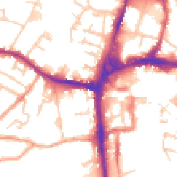 Daytime road noise heatmap for HR4 0AJ