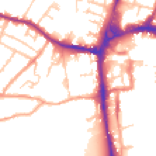 Daytime road noise heatmap for HR4 0AL
