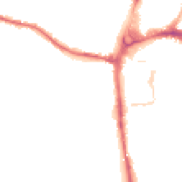 Night-time road noise heatmap for HR4 0AL