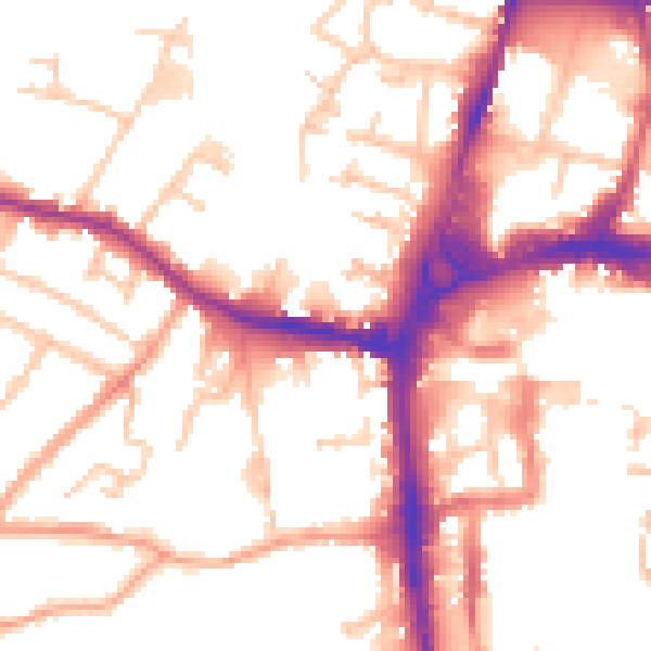 Daytime road noise heatmap for HR4 0AP