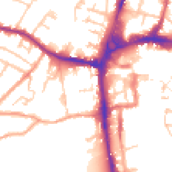 Daytime road noise heatmap for HR4 0AQ
