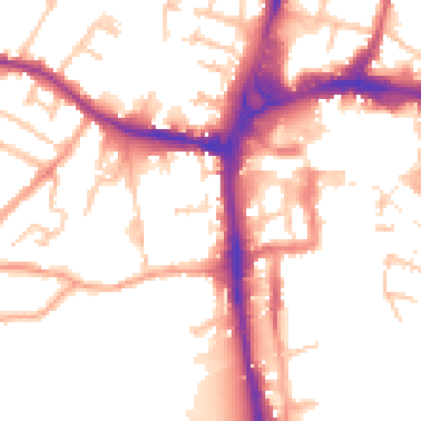 Daytime road noise heatmap for HR4 0AS