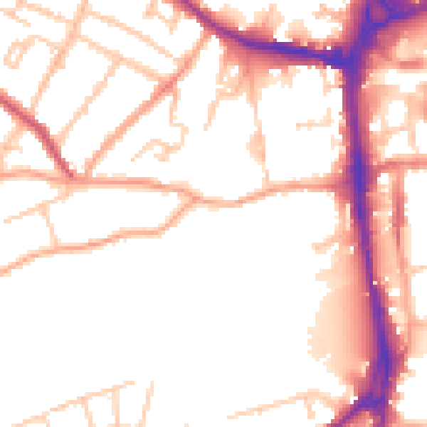 Daytime road noise heatmap for HR4 0AU