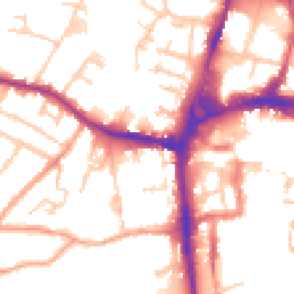 Daytime road noise heatmap for HR4 0AW
