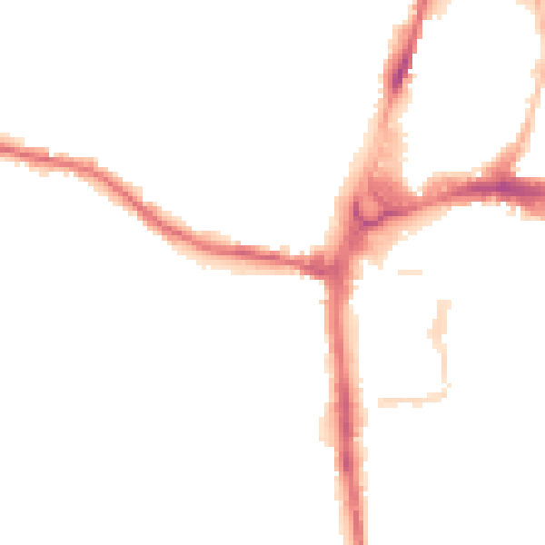 Night-time road noise heatmap for HR4 0AW