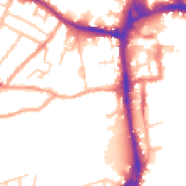 Daytime road noise heatmap for HR4 0AY