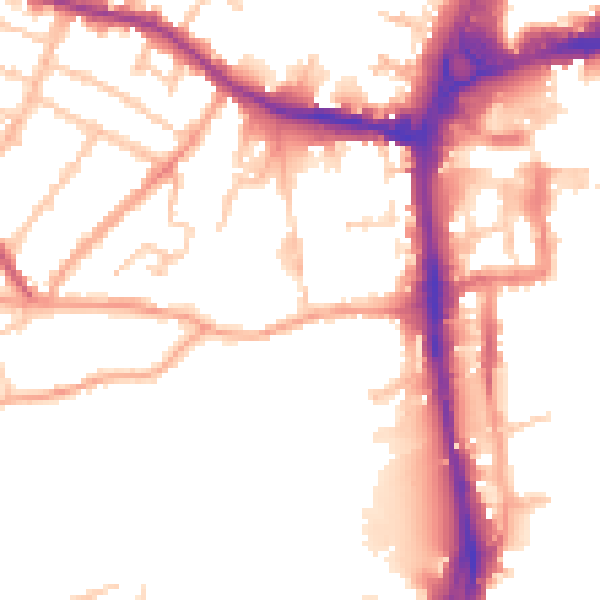 Daytime road noise heatmap for HR4 0BD
