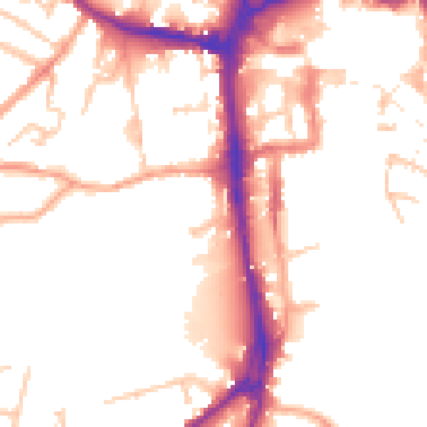 Daytime road noise heatmap for HR4 0BE
