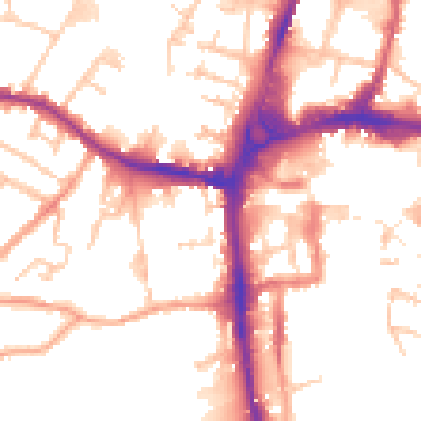 Daytime road noise heatmap for HR4 0BL
