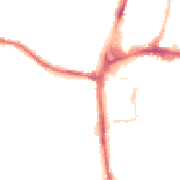 Night-time road noise heatmap for HR4 0BL
