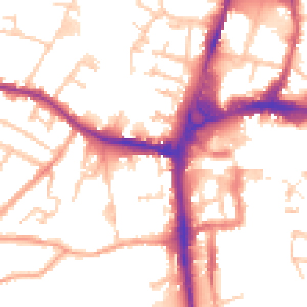 Daytime road noise heatmap for HR4 0BP