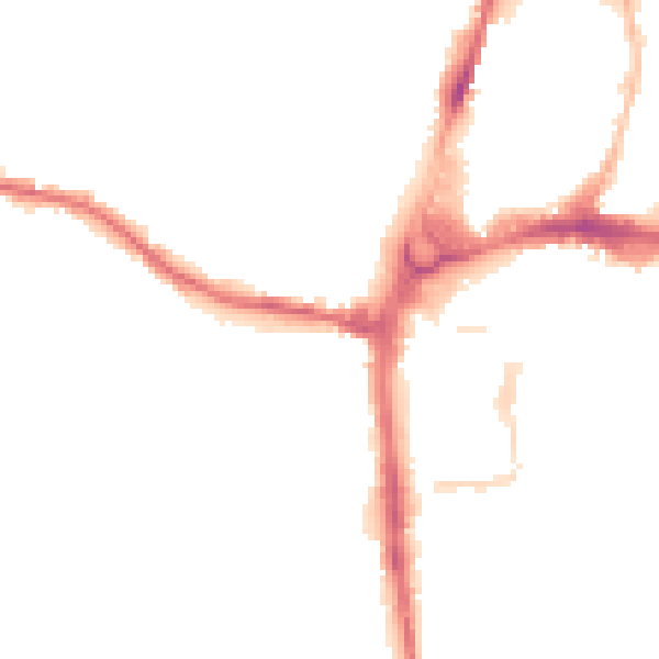 Night-time road noise heatmap for HR4 0BP