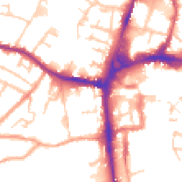 Daytime road noise heatmap for HR4 0BT