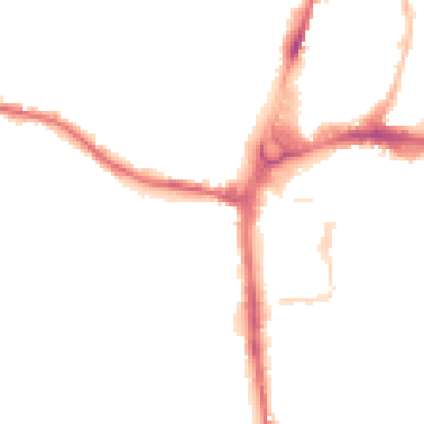 Night-time road noise heatmap for HR4 0BT
