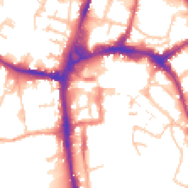 Daytime road noise heatmap for HR4 0BY
