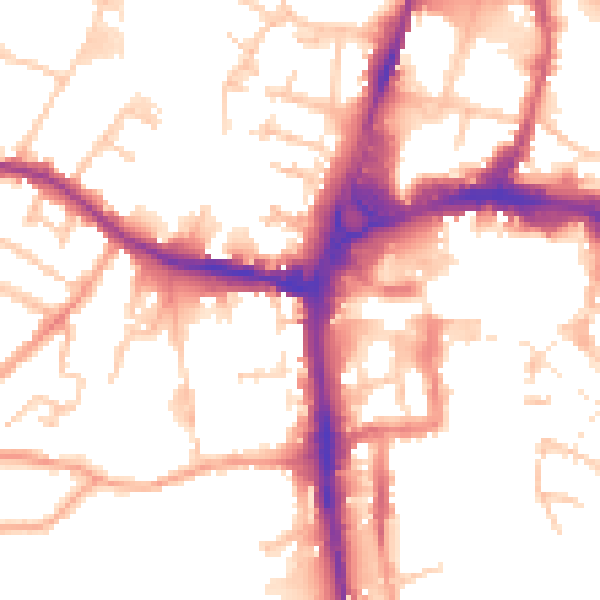 Daytime road noise heatmap for HR4 0BZ